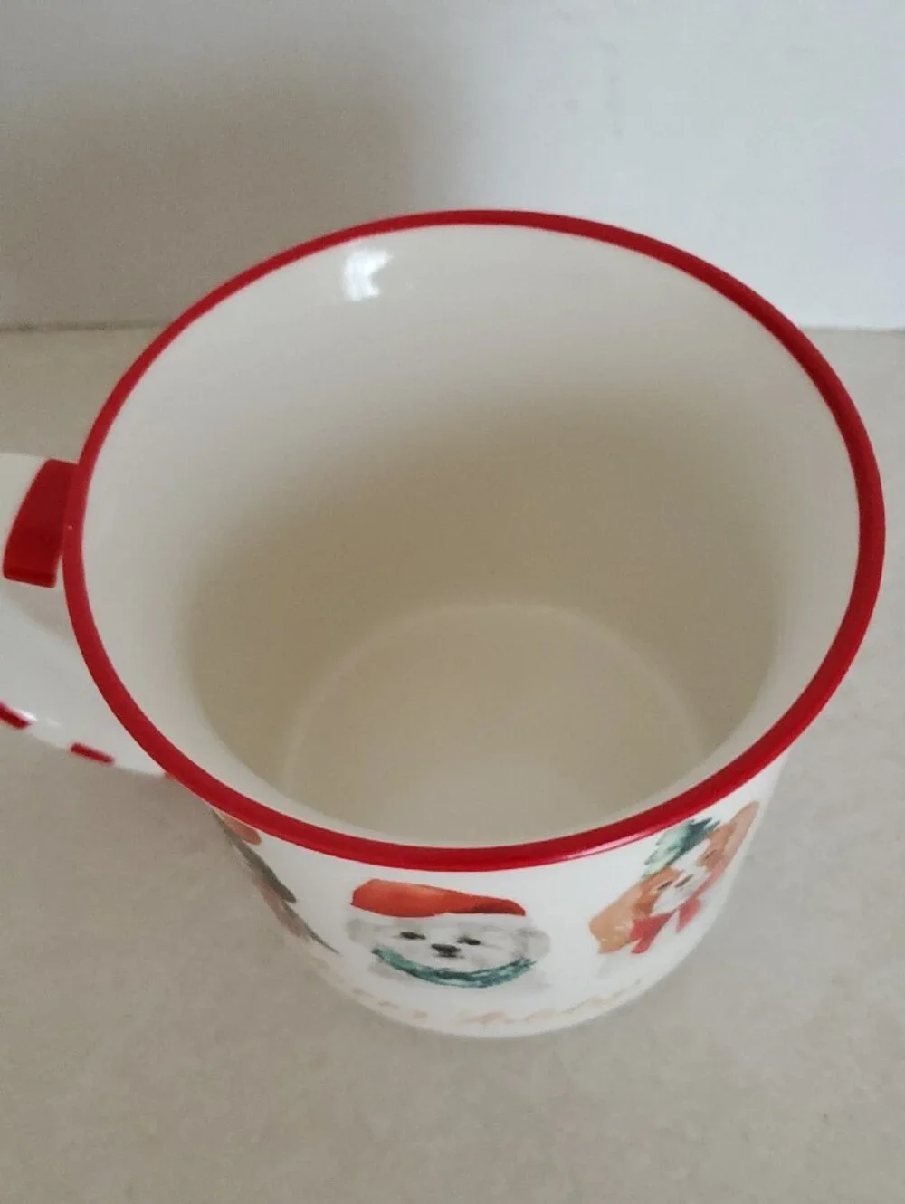 Holiday Dogs Ceramic Mug - Red Accent